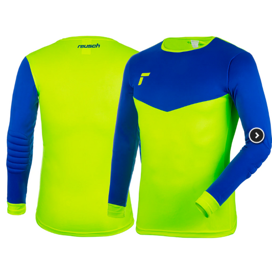 Reusch Match II Padded Goalkeeper Jersey Goalkeeper Safety Yellow/Deep Blue Mens Small - Third Coast Soccer