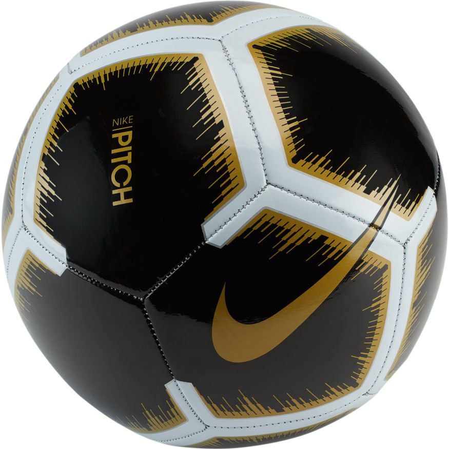 Nike Pitch Ball - Black/White/Metallic Vivid Gold Balls Size 5 Black/White/Mtlc Vivid Gold - Third Coast Soccer