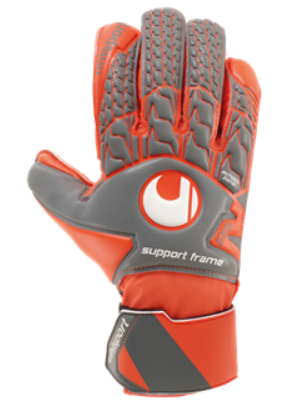 Uhlsport Aerored Soft SF Goalkeeper Glove - Dark Grey/Fluorescent Red/White Goalkeeper Size 11  - Third Coast Soccer