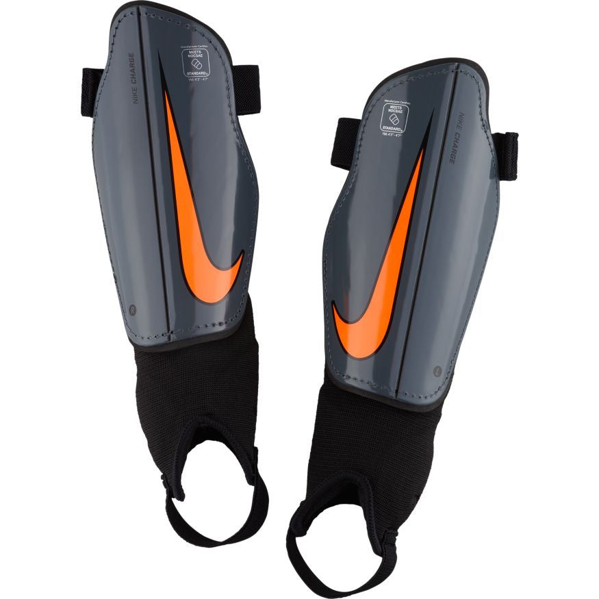 Nike Youth Charge Shinguard - Dark Grey/Black/Total Orange Youth Shinguards   - Third Coast Soccer