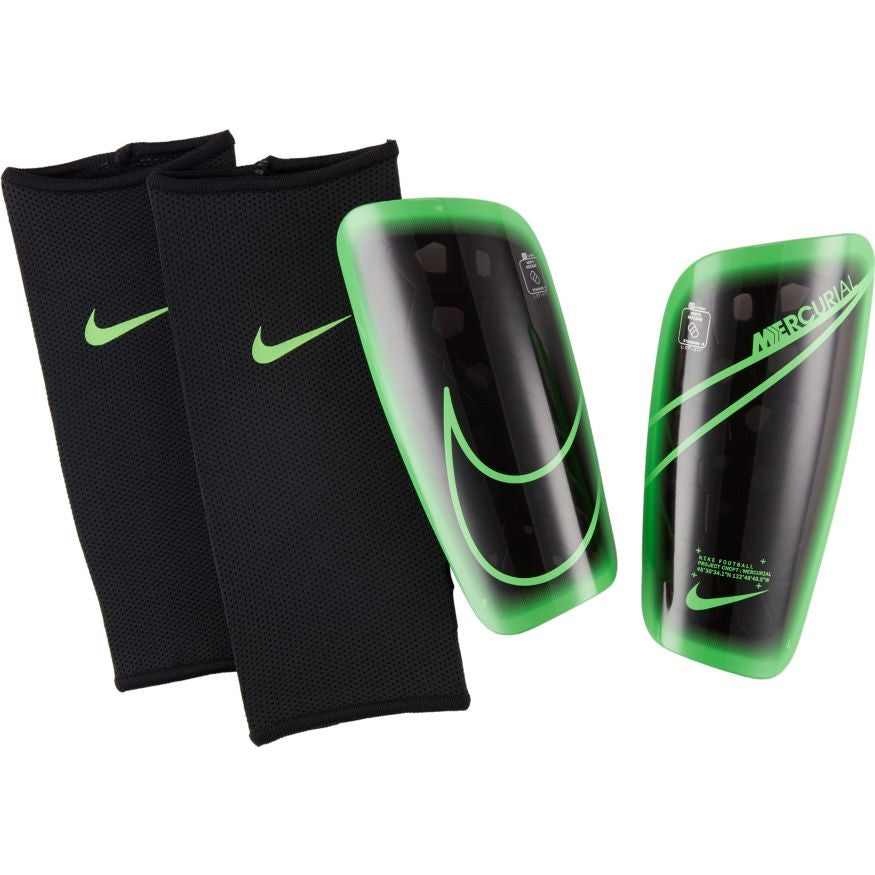 Nike Mercurial Lite Shinguard - Black/Green Strike Adult Shinguards Small Black/Green Strike - Third Coast Soccer