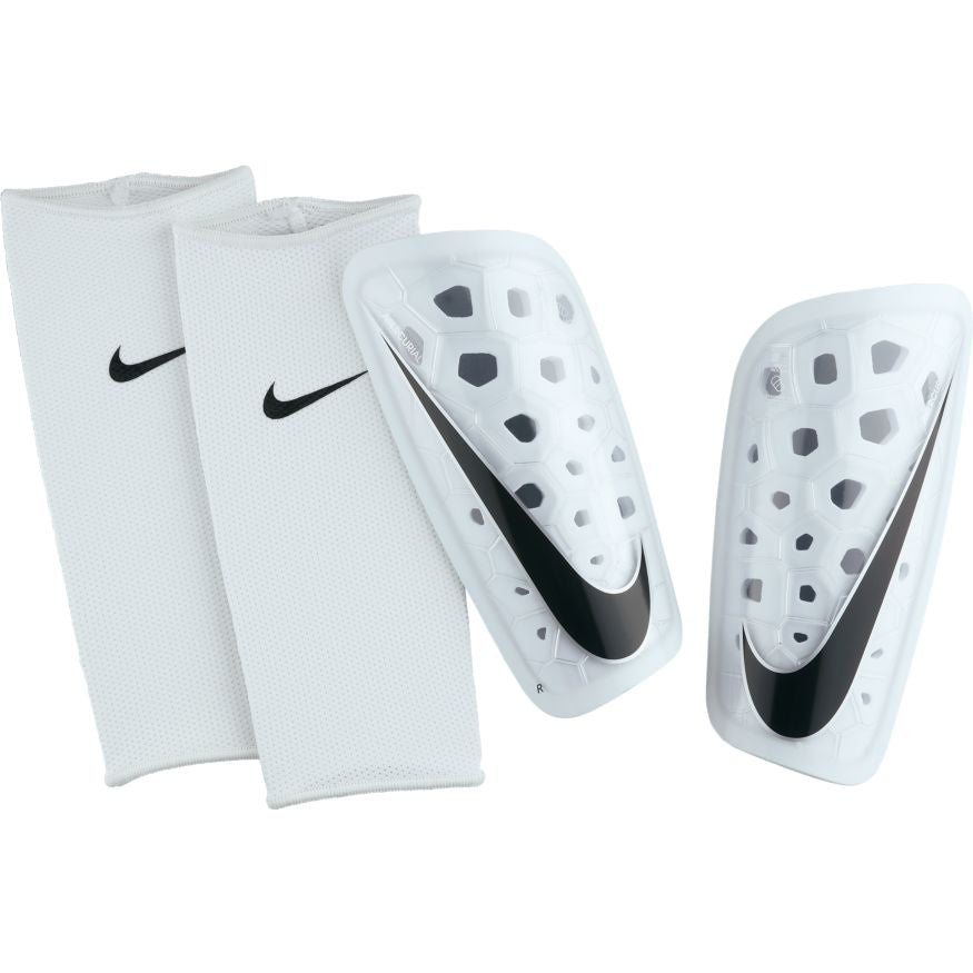 Nike Mercurial Lite Shinguard - White/White/Black Adult Shinguards Small White - Third Coast Soccer