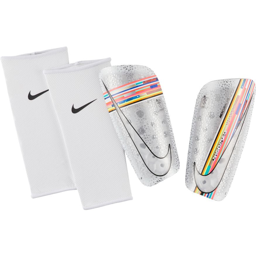 Nike CR7 Mercurial Lite Shinguard - White/Multi-Color/Black Adult Shinguards Small White/Multi-Color/Black - Third Coast Soccer