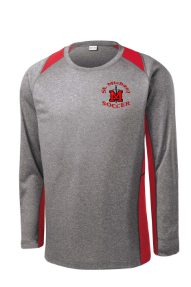 Sport-Tek STM Long-Sleeve Training Jersey St. Michaels Mens Small Grey/Red - Third Coast Soccer