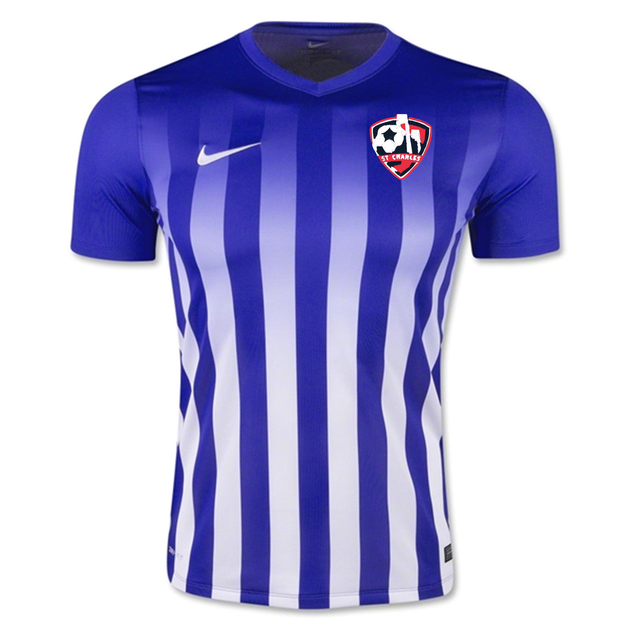 Nike SCSL Striped Division II Jersey - Game Royal St. Charles Soccer Club Gameroyal/White/White Mens Small - Third Coast Soccer