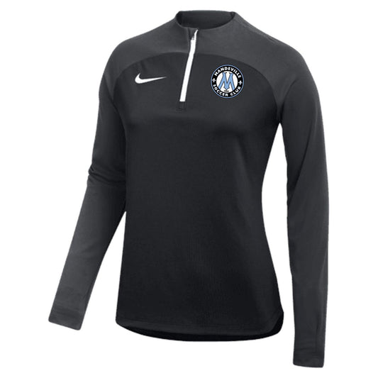 Nike MSC Womens Academy Pro Drill Top Mandeville Soccer Club 22-24 Womens Extra Small Black/Anthracite - Third Coast Soccer